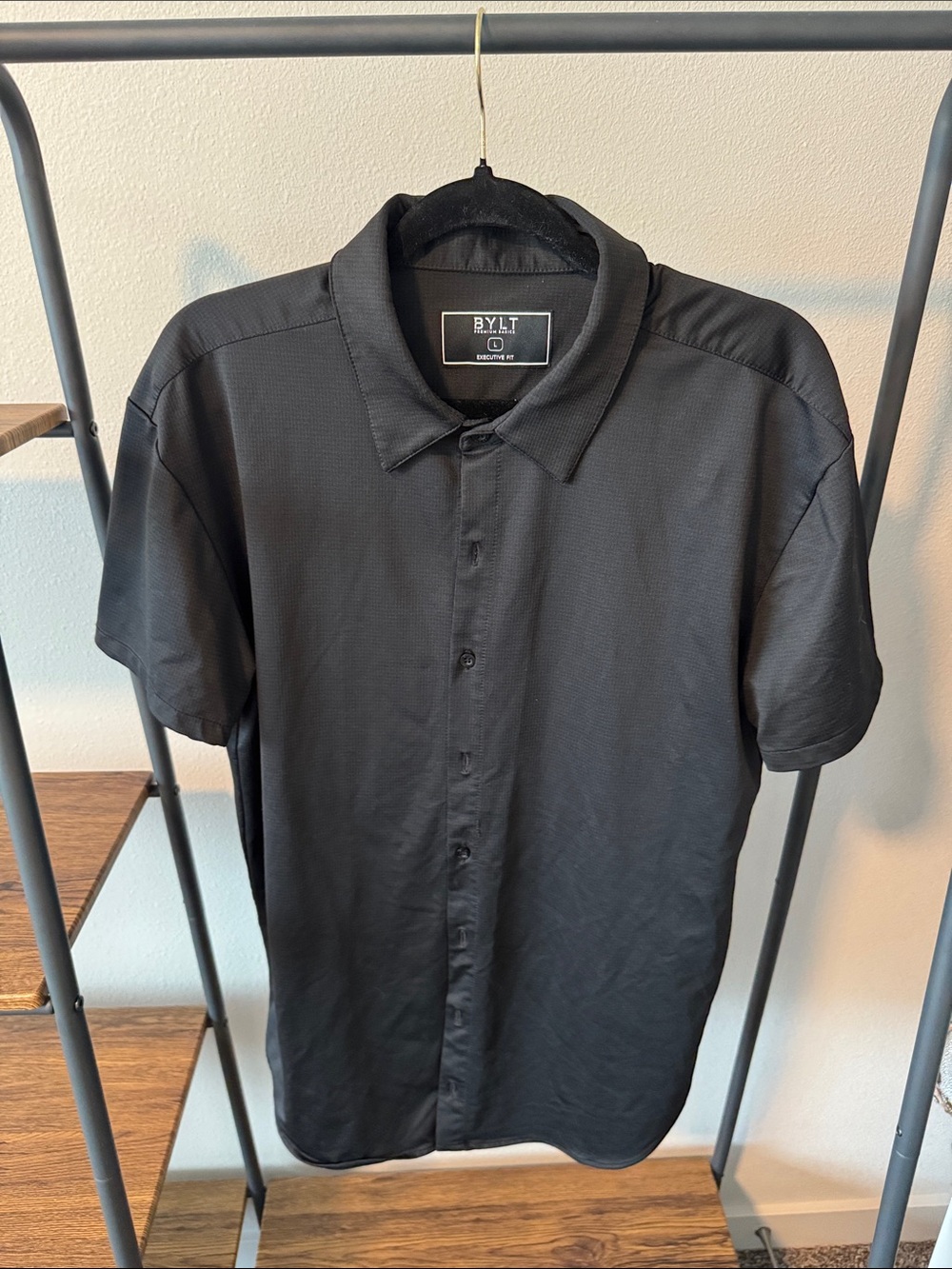 BYLT Basics Black Short-Sleeve Button-Down Shirt